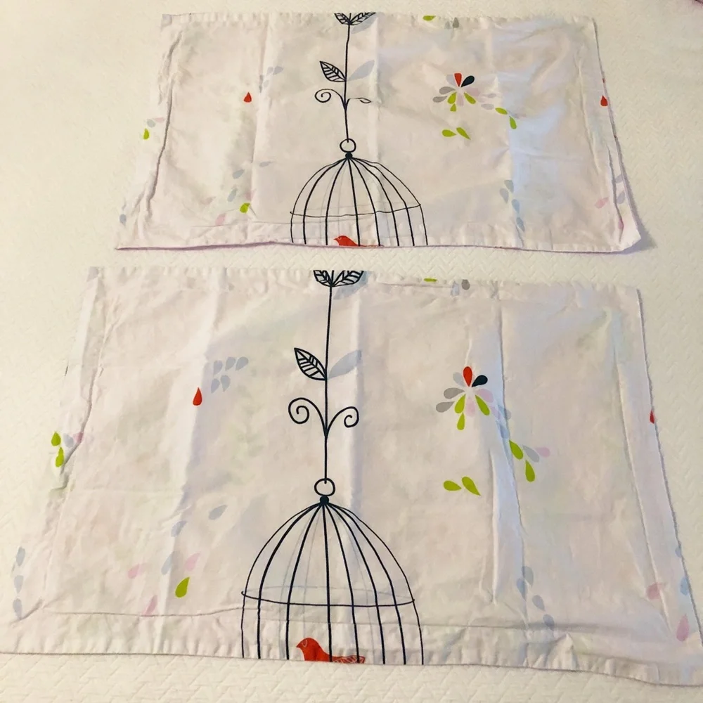 Whimsical Birdcage Flowers Birds w Rain Boots Duvet Cover & 2 Shams Reversible